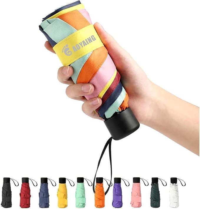 GAOYAING Small Mini Umbrella with Case Light Compact Design Perfect for Travel Lightweight Portable Parasol Outdoor Sun&Rain Umbrellas 34 Inches