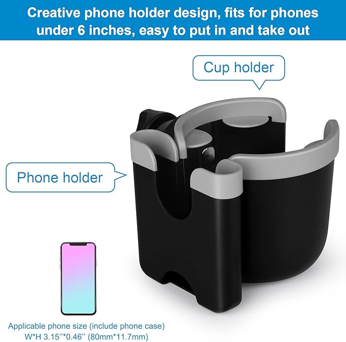 Accmor Stroller Cup Holder with Phone Holder, Bike Cup Holder, Universal Cup Holder for Uppababy Nuna Doona Strollers, 2-in-1 Cup Phone Holder for Stroller Bike Wheelchair Walker Accessory