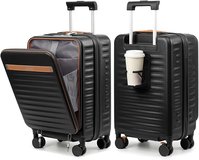 Joyway Carry on Luggage Airline Approved with Front Compartment and Cup Holder, 20 Inch Hard Shell Carry-on Suitcase with Spinner Wheels and TSA Lock for Women Men