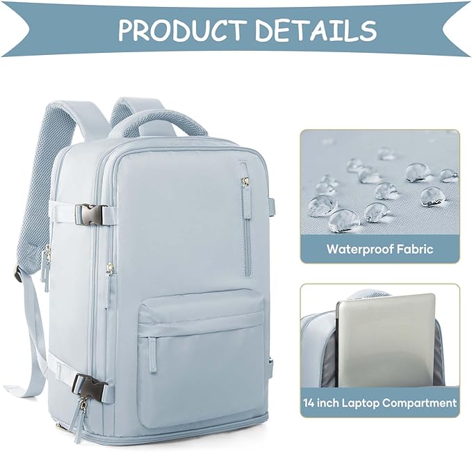 WONHOX Large Travel Backpack Carry on Flight Approved Laptop Work Business Backpack for Women Men Mochila de Viaje