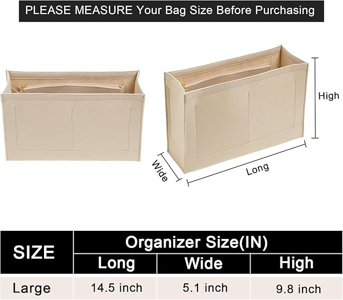 LOUKAYCCI Felt Purse Organizer Insert for Longchamp Cabas Handbag Bag