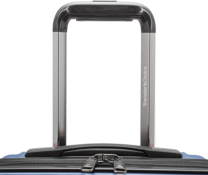 Traveler's Choice Archer Polycarbonate Hardside Spinner Luggage Set, Tie Down Straps, Blue, 3-Piece