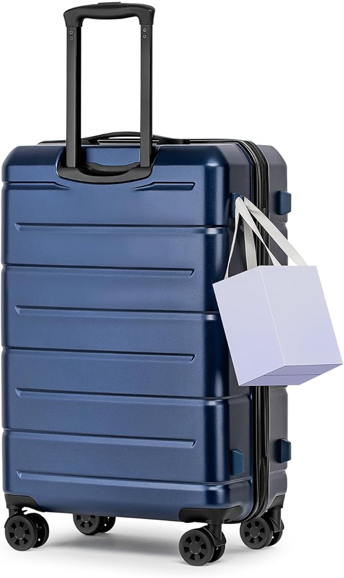 KYME 24 Inch Luggage TSA Approved Hardshell Suitcases with Spinner Wheels Durable PC+ABS Medium Checked Travel Luggage for Women Men Navy