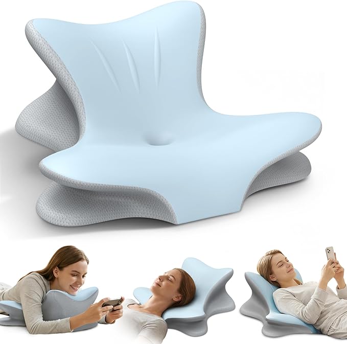 Cervical Neck Pillow for Pain Relief, Ergonomic Reading Pillow for Bed, Orthopedic Wedge Pillow Back Support Pillow, Contour Memory Foam Pillows for Sleeping, Couch Floor Use Lying, Leaning Reading
