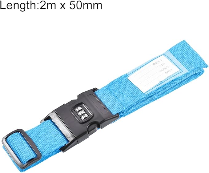 uxcell Luggage Straps Suitcase Belts with Buckle, Combination Lock, 2Mx5cm Adjustable PP Travel Bag Packing Accessories, Sky Blue 2Pcs