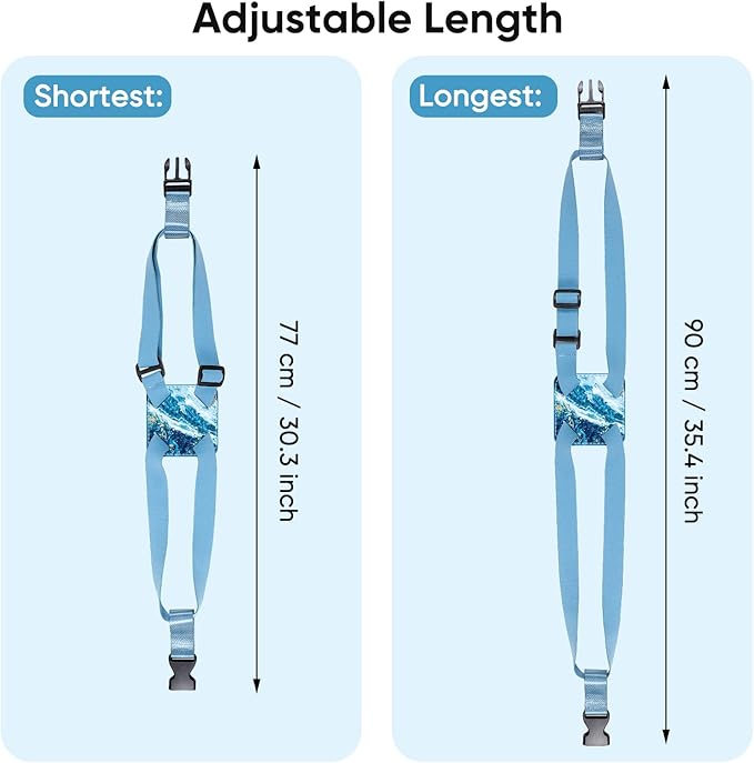 Luggage Strap, FINPAC Bag Bungee Suitcase Adjustable Elastic Strap Belt Travel Accessories with Anti-Pinch Buckle, Easy to Travel, Long Use Life (Sandy Wave)