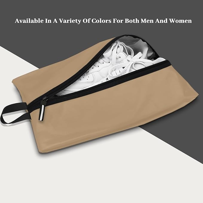 Golf Shoe Bag Large Capacity Oxford Fabric Waterproof Golf Shoes Bag with Zipper and Handle for Portable Packing Sport Shoes Storage Bags for Travel, Running, Gym, Soccer(Beige, 1-Pack)