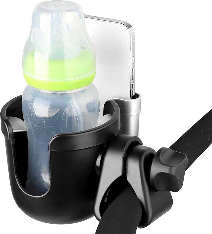 Accmor Stroller Cup Holder with Phone Holder, Bike Cup Holder, Universal Cup Holder for Uppababy Nuna Doona Strollers, 2-in-1 Cup Phone Holder for Stroller Bike Wheelchair Walker Accessory