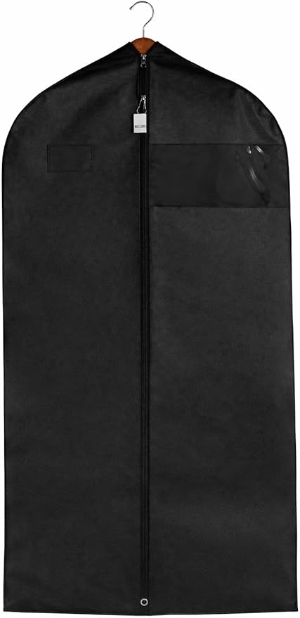 Travel Garment Bag Lightweight Water-Resistant Material Black Zipped Travel Suit Garment Bag For Carrying And Storing Outfits 43x23 Inch