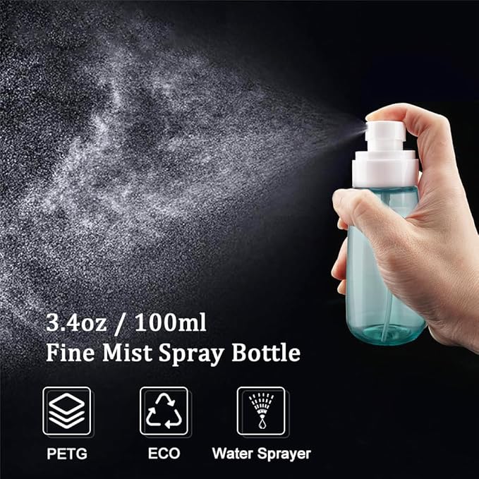 Cosywell Spray Bottle for Hair TSA Approved 3.4oz 100ml 3 Pack Leak Proof Travel Spray Bottle Empty Refillable Small Spray Bottles for Perfume Essential Oils Toners Rose Water Cosmetics (3Green)
