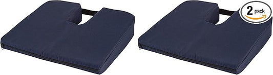 DMI Gradual Slope Seat Cushion for Coccyx, Sciatica and Tailbone Pain Used with Dining Room Chairs, Desk Chairs, Car Seats or Wheelchair Cushions, Machine Washable-Cover, 15 Inch, Navy (Pack of 2)