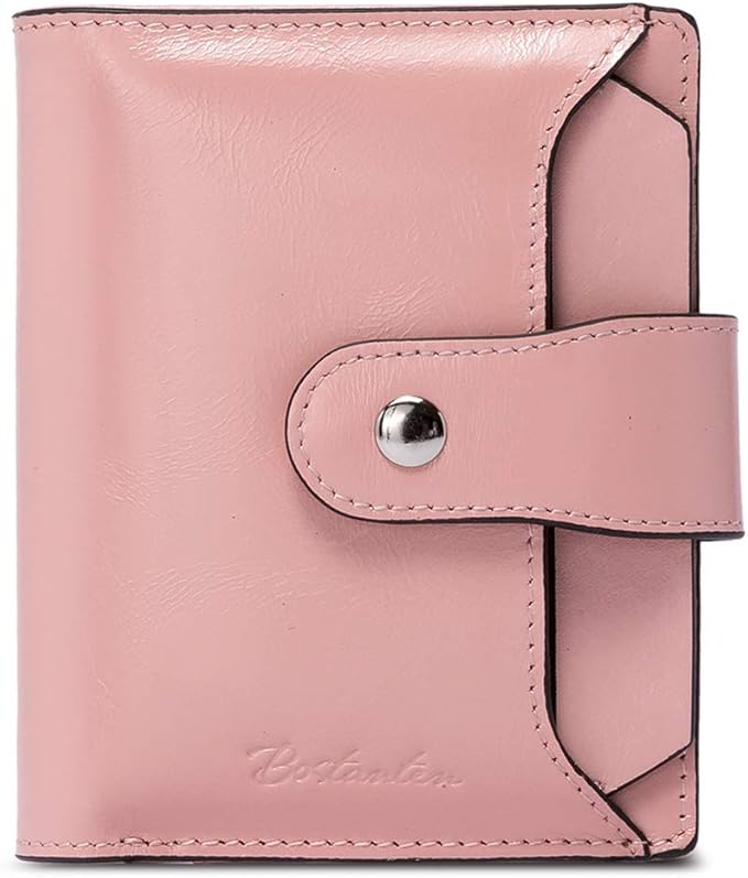 BOSTANTEN Women Leather Wallet RFID Blocking Small Bifold Zipper Pocket Wallet Card Case Purse with ID Window
