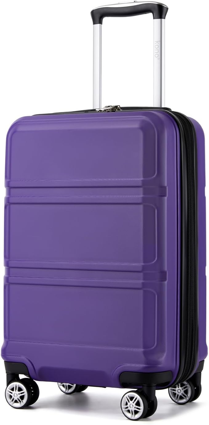 Kono Carry On Luggage 22x14x9 Airline Approved with Spinner Wheels,Lightweight PC+ABS 20 Inch Luggage with TSA Lock,Expandable Hard Shell Carry On Suitcases for Men Women,Purple