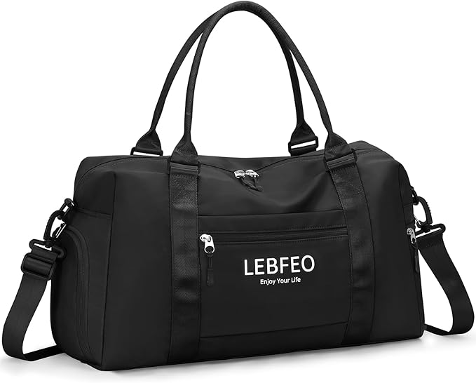 Travel Duffle Bag for Women Large Weekender Overnight Bags Gym Bag with Shoe Compartment Waterproof Hospital Bag Carry On Tote Bag for Airplanes Black