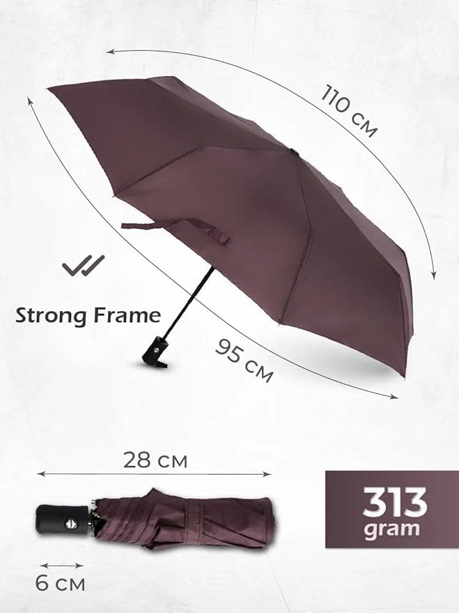 Windproof Travel Umbrella - Compact, Light, Full Automatic Open/Close - Folding Backpack Umbrella for Rain & Sun UV Preotection For Men & Women, Unbreakable 8 Fiberglass Ribs UK Design