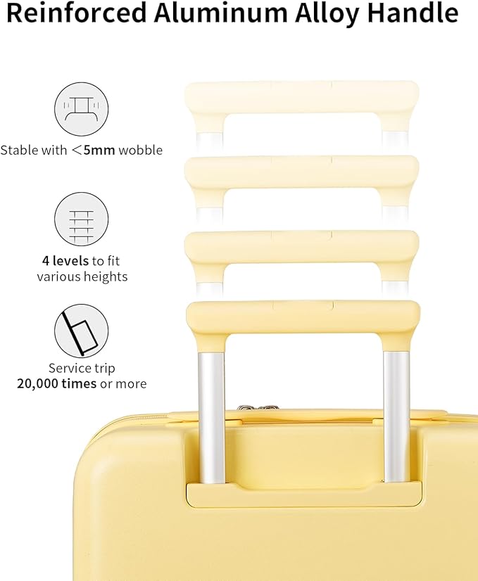 aji Expandable Top Opening 26 Inch Checked Luggage with Spinner Wheels, Large Suitcase with TSA Lock, Hard Shell Travel luggage Suitcases for Men Women, for 20+Days Travel, Cheese Yellow