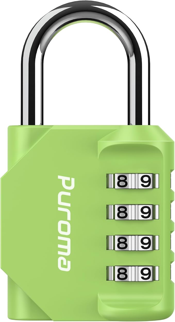 Puroma 1 Pack Combination Lock for Locker 4 Digit Outdoor Waterproof Padlock for School, Gym, Sports, Fence, Toolbox, Gate, Case, Outdoor, Hasp Storage, Cabinets (Yellow-Green)