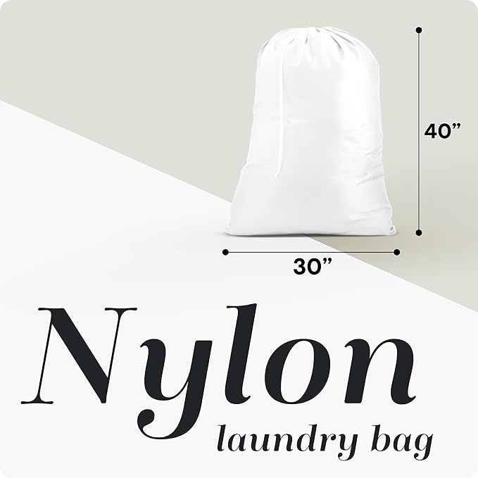 Handy Laundry Extra Large Heavy Duty Laundry Bag – 30" x 40" Durable Nylon, Drawstring Closure, Machine Washable, Laundry Bag for Travel, College Dorm, Dirty Clothes, Storage – White