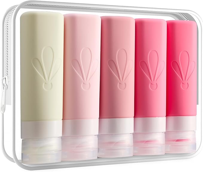 INSFIT Travel Bottles for Toiletries, TSA Approved 3oz Travel Size Toiletries, BPA Free Leak Proof Squeezable Silicone Tubes Travel Essentials for Shampoo Conditioner Lotion Soap