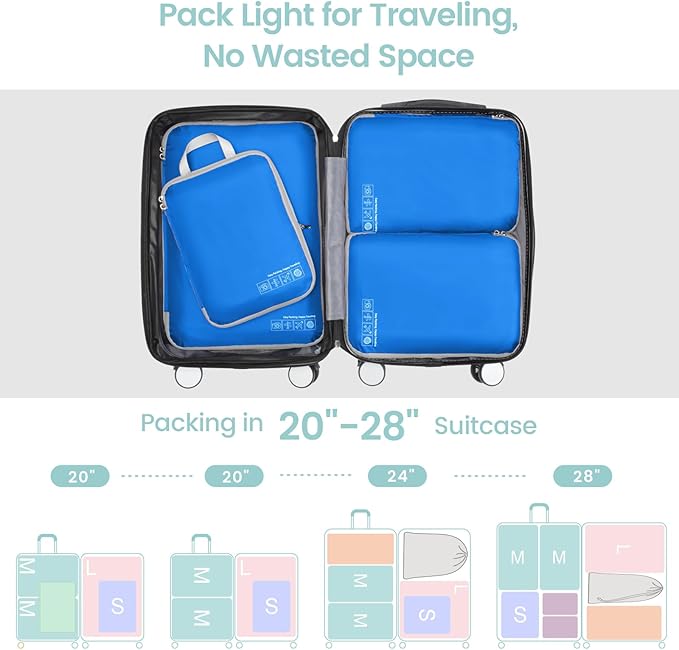 Cambond Compression Packing Cubes for Travel - Lightweight Expandable Travel Bags Luggage Organizers Travel Essentials Compression Cubes for Travel Space Saver for Carry on Suitcases Organizer