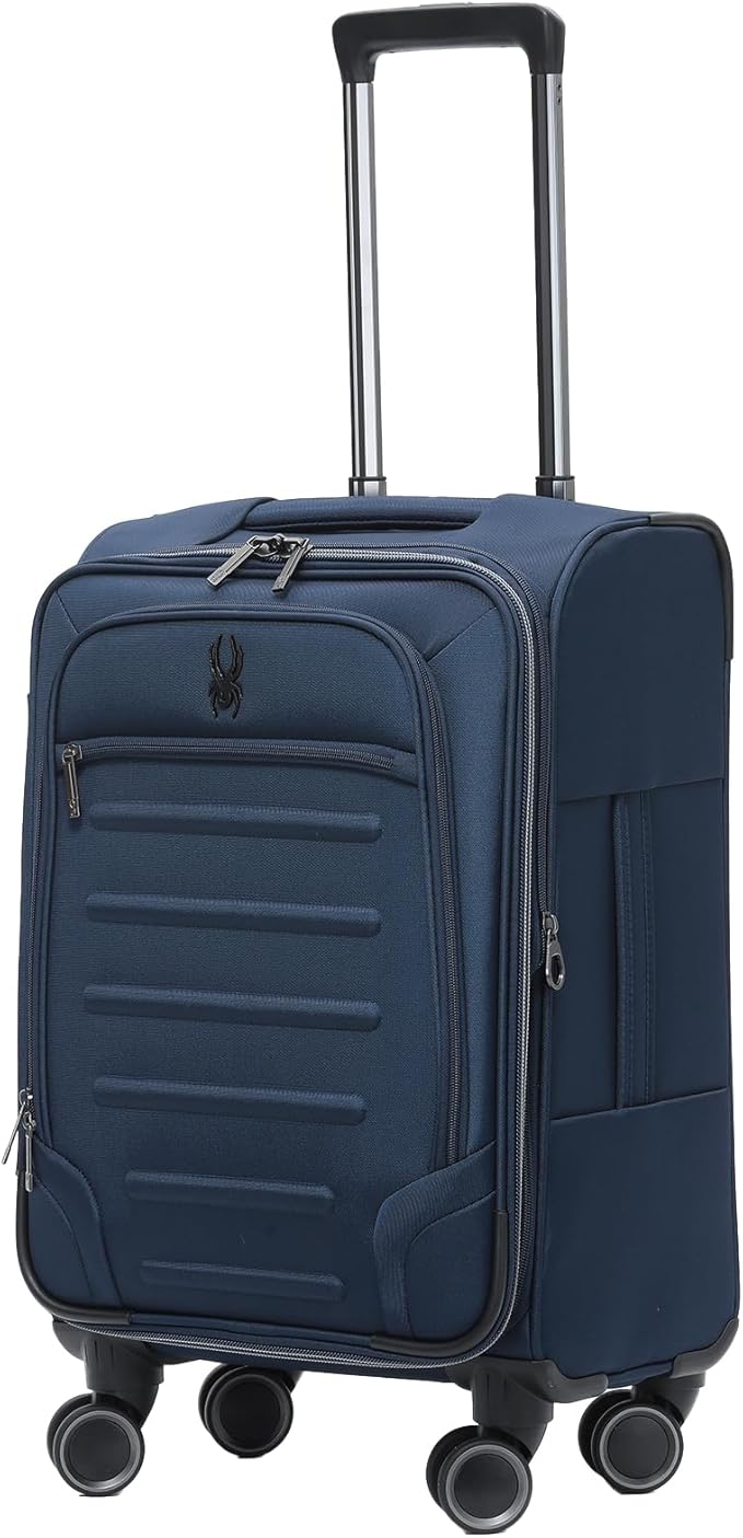 Spyder Pivot 22 Inch Expandable Softside Spinner Checked Luggage with 360° Spinner Wheels (True Navy, Carry-On)