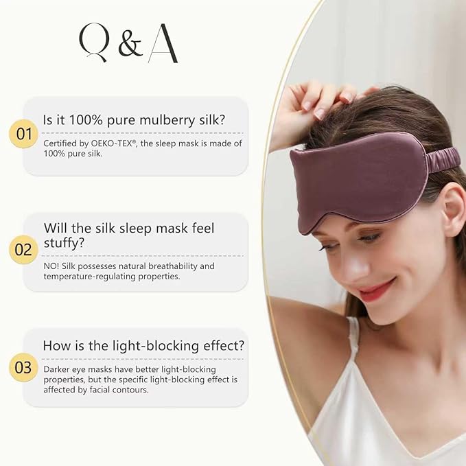 ZIMASILK Adjustable 100% 22 Momme Mulberry Silk Sleep Mask for Sleeping, Filled with Premium Mulberry Silk, Softest & Breathable Eye Sleeping Mask (Golden)