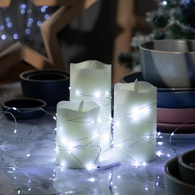 12 Pack Fairy Lights Battery Powered,7ft 20LEDs, White | Waterproof, Silver Copper Wire, Firefly Starry Mini String Light, For DIY Wedding Party Bedroom Christmas