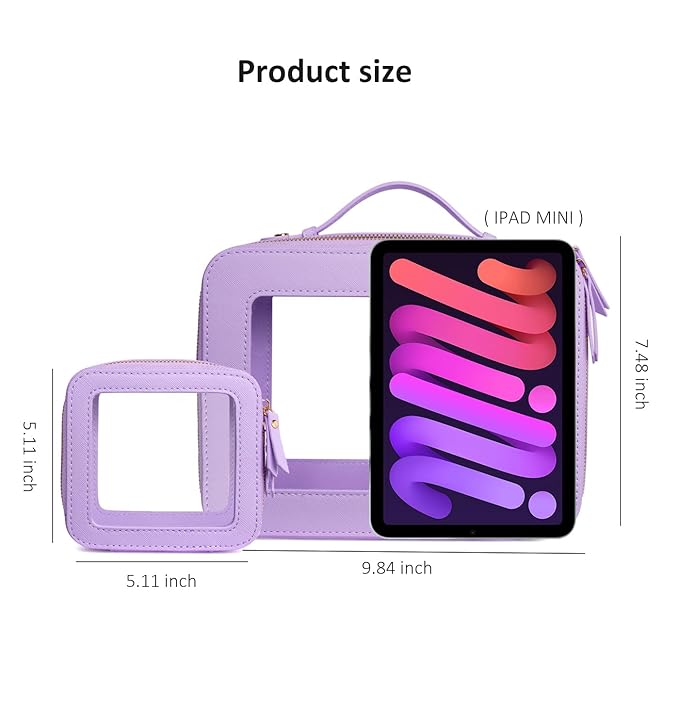 LETGO Clear Makeup Bags Set - TSA Approved Toiletry Bag with Handle Large Opening, Clear Toiletry Bags Case Pouch for Travel Essentials Car Accessories for Women Men (Large-Purple)