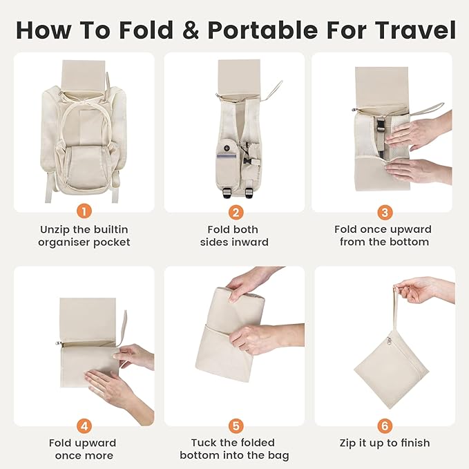 Small Hiking Backpack 10L-Lightweight Packable Foldable Backpack for Travel Camping Outdoor Commute,Compact Rucksack for Women Men(Beige)