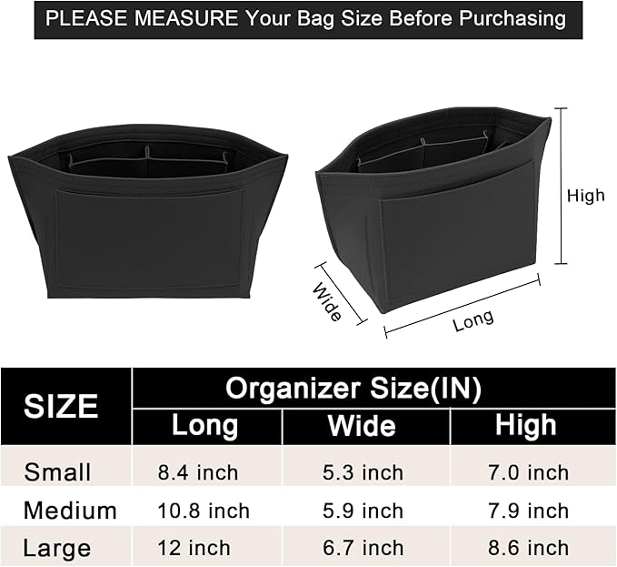 LOUKAYCCI Purse Organizer Insert for Longchamp Le Pliage M Handbag Insert Felt Long Champ Tote Bag Organizer Insert with Cup (Black, Medium)