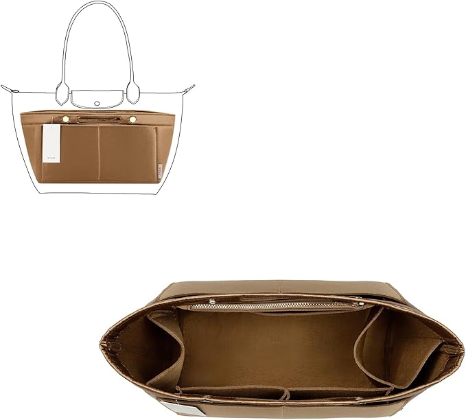 ZTUJO Purse Organizer Insert For Handbag & Tote Shaper,Tote Bag Organizer Insert For Speedy Neverful, 6 Sizes(Large,Silky Brown)