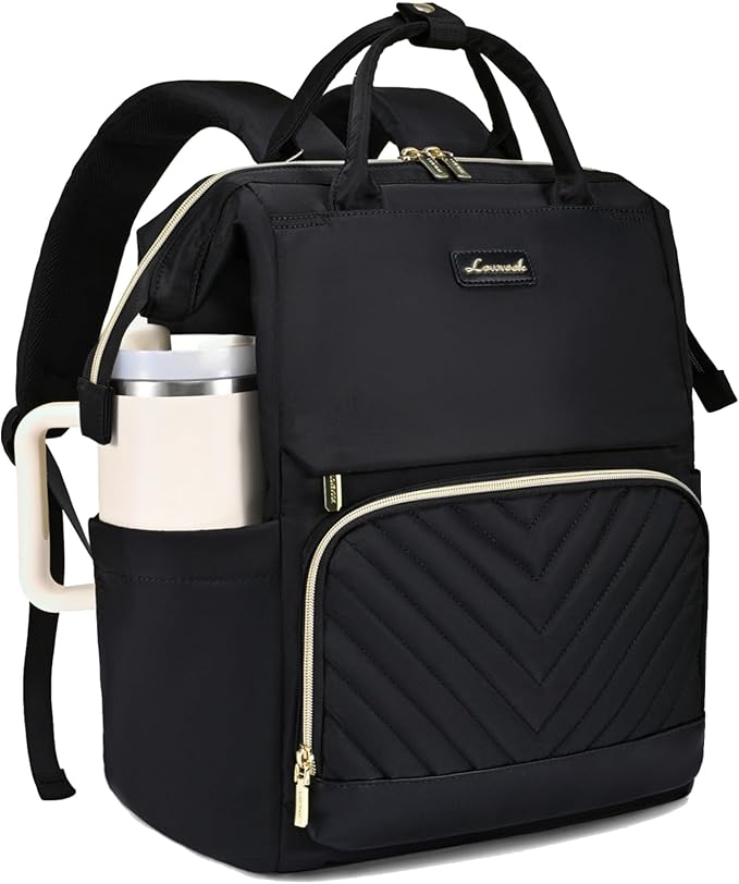 LOVEVOOK Laptop Backpack for Women with Giant Tumbler Holder Pocket, 15.6 inch Travel Work Bag Purse for Nurse Teacher, Waterproof Casual Daypack Bookbag for College Business