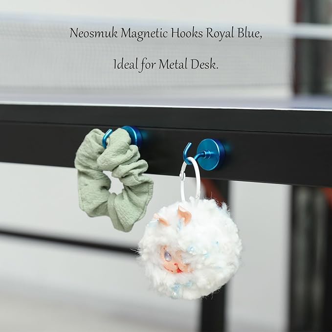 Neosmuk Magnetic Hooks,Heavy Duty Earth Magnets with Hook for Refrigerator, Extra Strong Cruise Hook for Hanging, Magnetic Hanger for Curtain, Grill(RoyalBlue, 6 Pack)