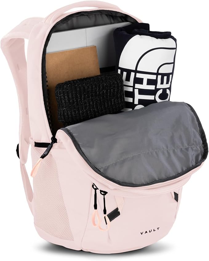 The North Face Women's Vault Everyday Laptop Backpack - Commuter Travel Bag, Water-Repellent, Spacious Main Compartment, Pink Salt, One Size