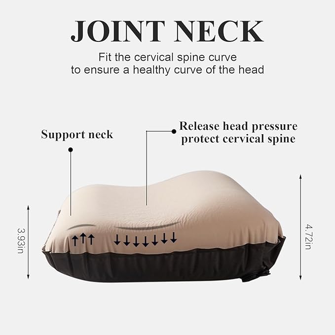 Automatic Inflatable Camping Pillow for Outdoor,Protable Travel Menmory Foam Pillow for Sleeping,Camping Essentials Supplies,Ergonomic Design for Neck
