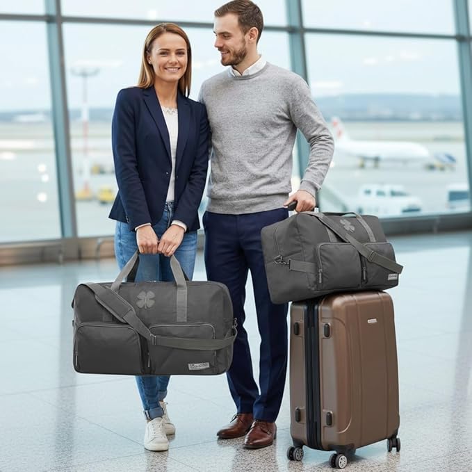 Lucky Travel Duffel Bags 65L, Gym Bag, Travel Bag & Large Duffle Bag for Men, Foldable Overnight Weekender Bags for Women & Men with Adjustable Shoulder Strap, Charcoal