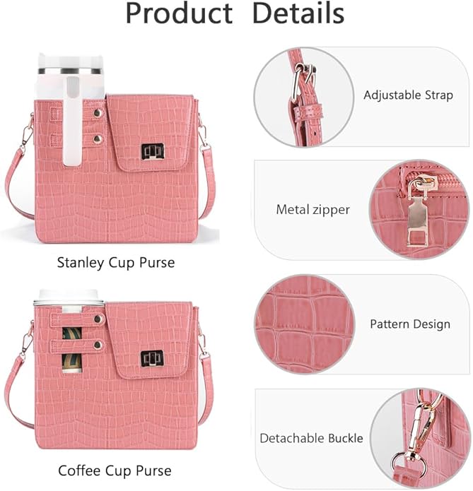 Stanley Purse Cup Holder Bag- Outdoor Portable Crossbody Bag for Stanley Cup Tumbler Purse