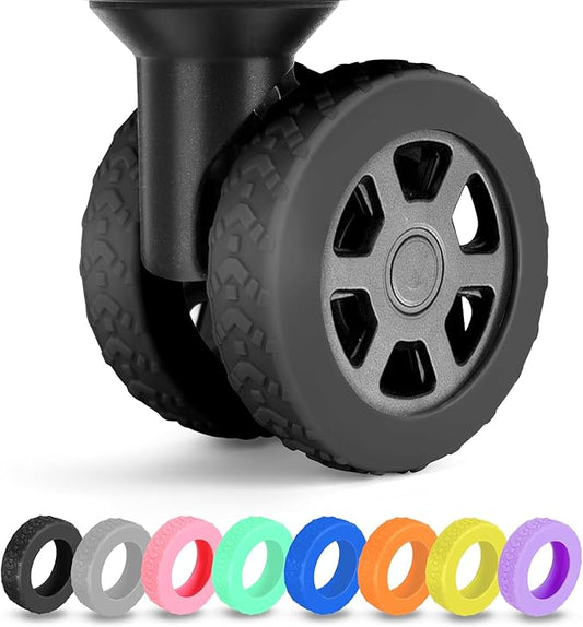 8 Pack Luggage Wheel Covers for Dual Spinner Wheels, Silicone Suitcase Wheel Protectors for 2.0"-2.4" Wheels, Noise Reducing & Anti-Scratch Tire Sleeves, Travel Accessories for Checked & Carry On