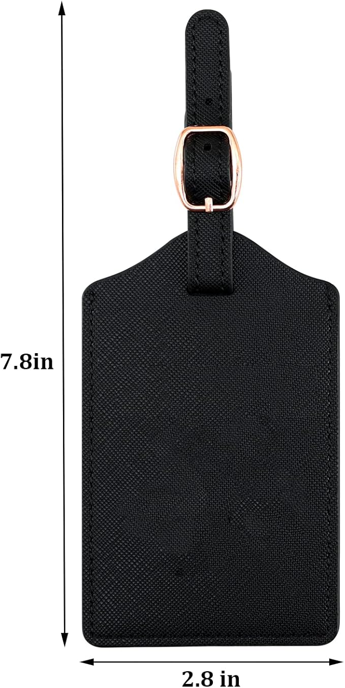 Initial Luggage Tag, PU Leather Luggage Tag, Embroidered Luggage Tag, Letter Luggage Tag, Monogrammed Luggage Tag, Luggage Tag for Baggage Bag Suitcase (L, Black Leather+White Letter)