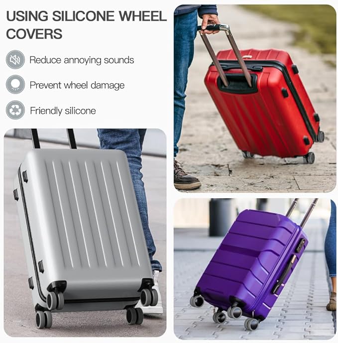 TUCANA Silicone Luggage Wheel Protect Covers for Suitcases, Elastic, Mute and Shockproof (Gray)