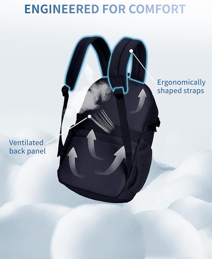 ECOHUB Travel Backpack for Women, 17.3 inch Suspended Laptop Backpack, Fashion Water-Resistant College Computer Bookbag, 28L Personal Item Bag with 12 Pockets for Causal, Work, Blue