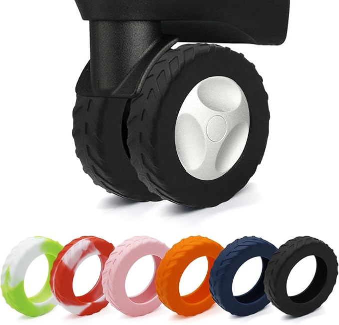 XYOFUN Luggage Compartment Wheel Protection Cover - Upgraded 8-Pack Anti Dust & Scratch Noise Reduction Carry On/Travel Suitcase Wheel Protector - For 2-2.4" wheels - Black