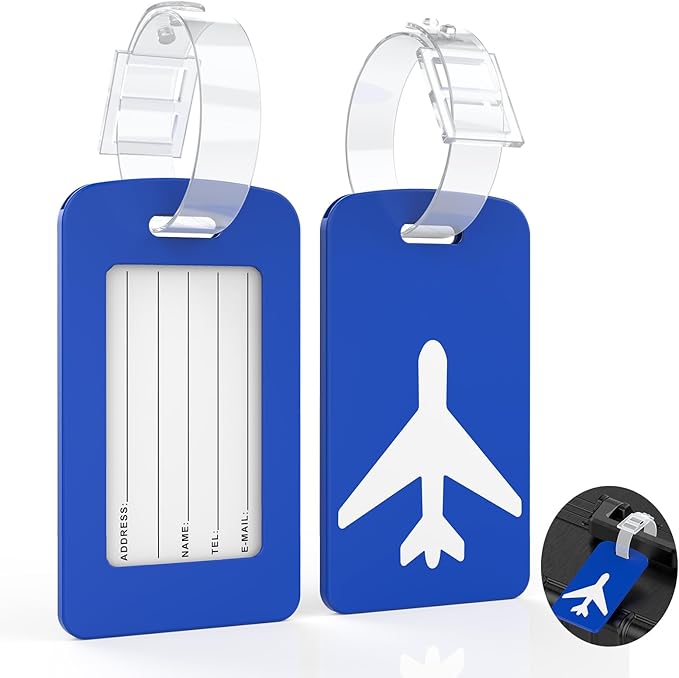 2 Pack Silicone Luggage Tag with Name ID Card Perfect to Quickly Spot Luggage Suitcase, TSA Approved, Luggage Identifiers for Suitcases and Bags, Privacy Protection Travel Suitcase Tags