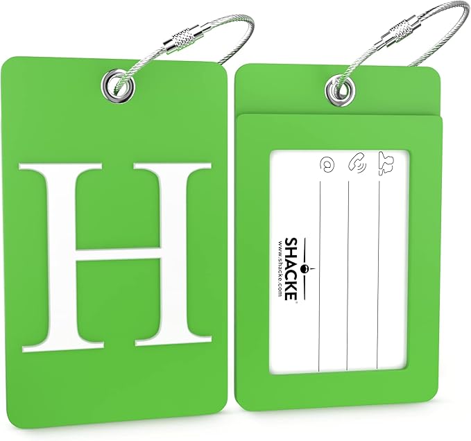 Luggage Tag Initial – Fully Bendable Tag w/Stainless Steel Loop (Letter H)