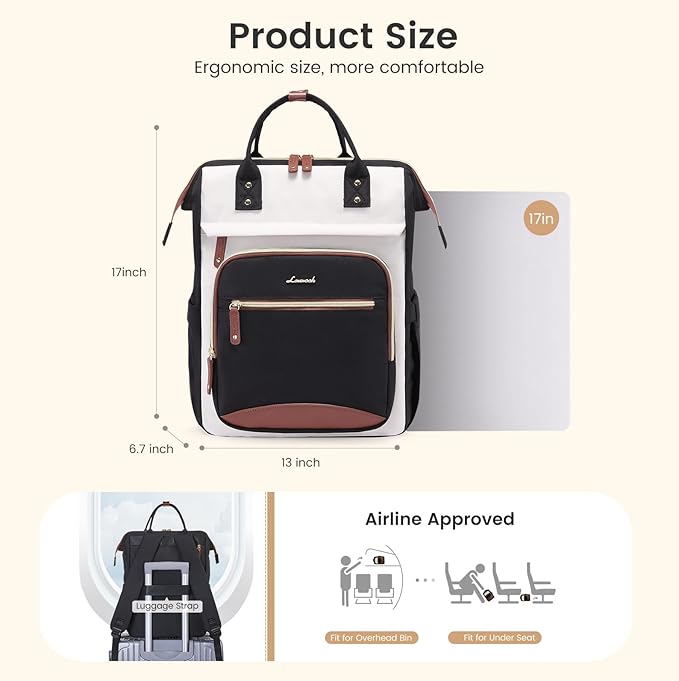 LOVEVOOK Laptop Backpack for Women Work Bag with Large Capacity Cup Side Pocket, 15.6 Inch Waterproof Computer Backpacks Purse, College Bookbag for School, Business, Teacher, Travel