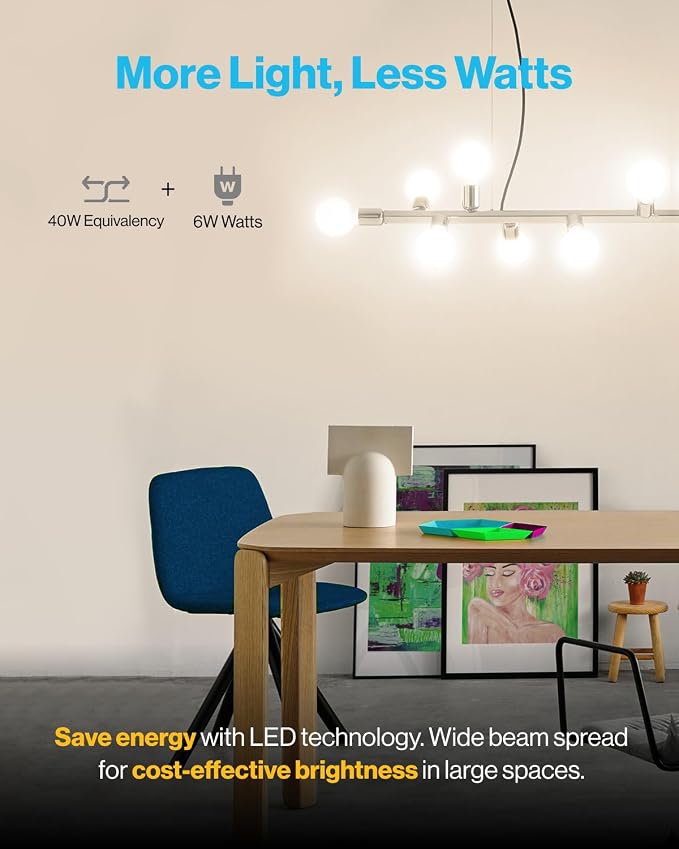 Sunco 12 Pack G25 LED Light Bulb, Globe, Vanity Bathroom Mirror, 6W=40W | 6000K Daylight DLX, Frosted Lens, 450LM, Dimmable, E26 Medium Base, Vanity Mirror Lighting, Damp Rated Decorative Round Bulb