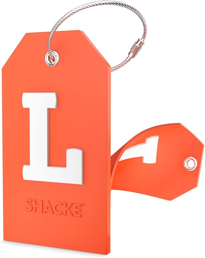 Shacke Initial Luggage Tag with Full Privacy Cover and Stainless Steel Loop – (Letter L)