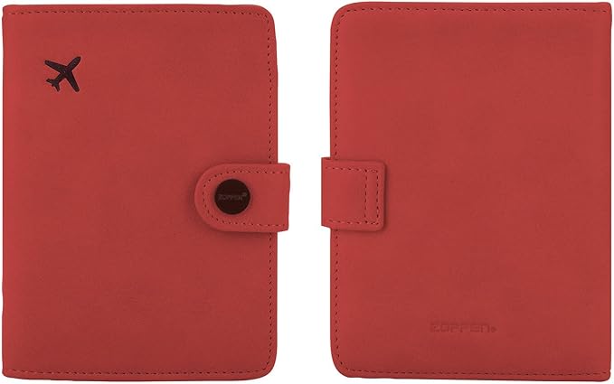 ZOPPEN Passport Holder Women, Passport Cover Travel Wallet Rfid Blocking Passport Wallet Cover Case Travel Essentials Document Organizer, Scarlet Red
