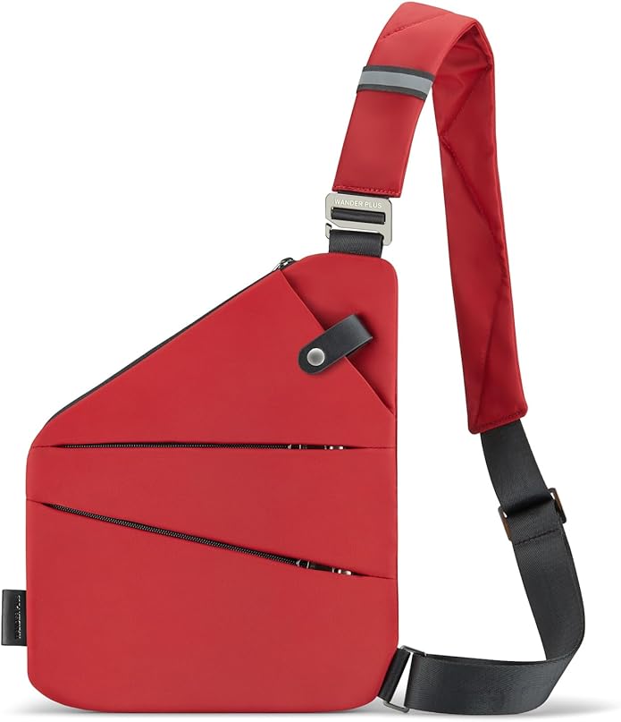WANDER PLUS® Anti Theft Crossbody Travel Bag for Women Men, Multi-Pocket Crossbody Bag, Slim Sling Bag with Adjustable Strap