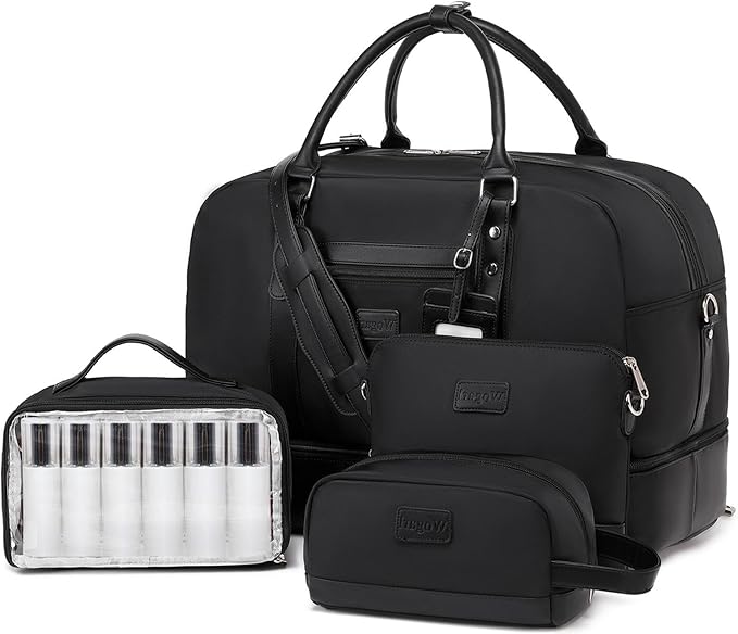 Wogarl Weekender Bags for Women Large Overnight Bag Weekend Travel Duffel Bag Carry on Shoulder with Shoe Compartment Toiletry Bag for Travel Business Gym